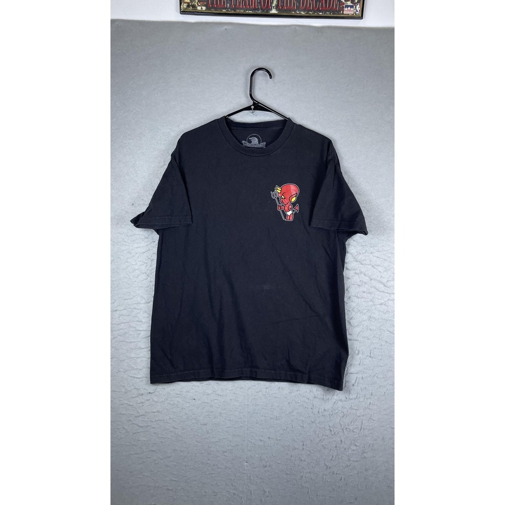 Indestructible Shirt Mens Large Black Devil Back Graphic Tee T-Shirt Tagless